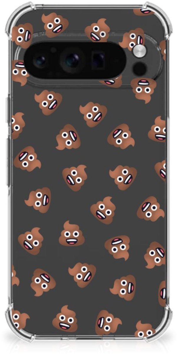 Doorzichtige Silicone Hoesje voor Google Pixel 9 Pro XL Poep Emojis