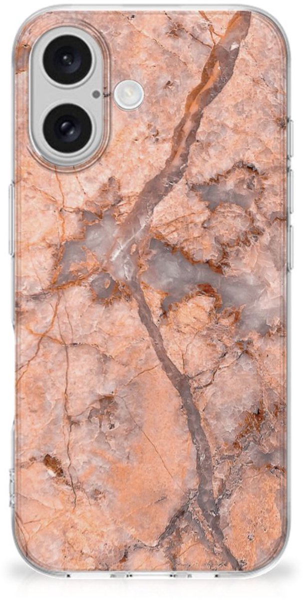 iPhone 16 plus TPU Siliconen Hoesje Marmer Oranje