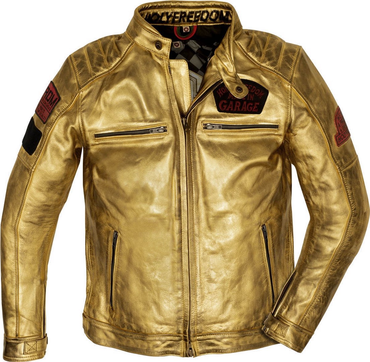 HolyFreedom Zero Lingotto Goud Leren Motorjas - Jas