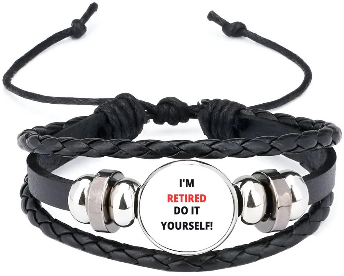Akyol - im retired do it yourself armband zwart - Collega - cadeau collega - cadeau - pension - bedankt cadeau collega