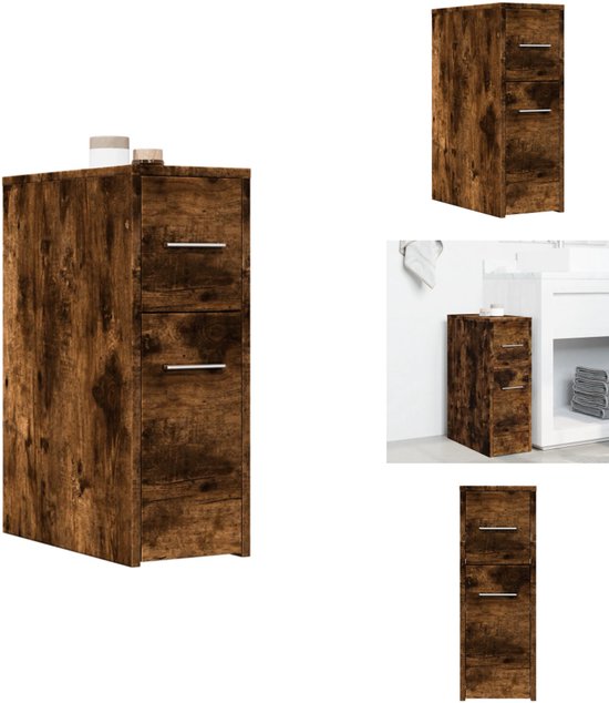 VidaXL Badkamerkast smal met wielen bewerkt hout artisanaal eiken