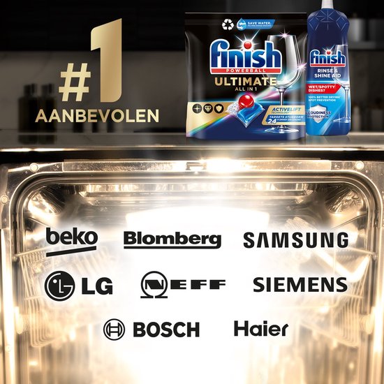 Finish - Powerball - Lessive pour lave-vaisselle - Ultimate All In 1 - Liquide de rinçage - 80 lavages - Lot de 25 pièces