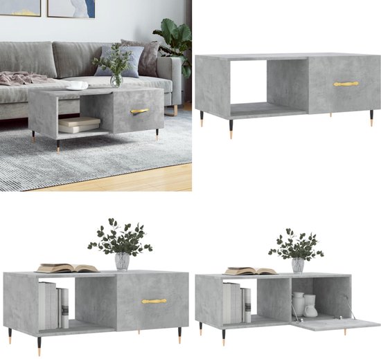 VidaXL Salontafel 100x50x45 cm bewerkt hout betongrijs
