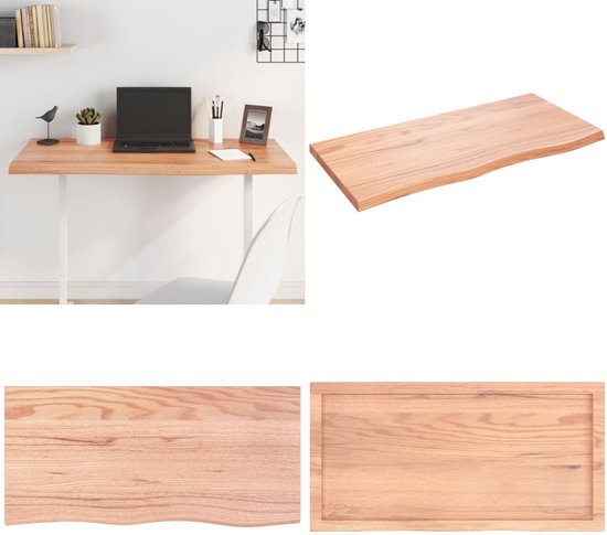 Wandschap 60x10x6 cm behandeld massief eikenhout lichtbruin