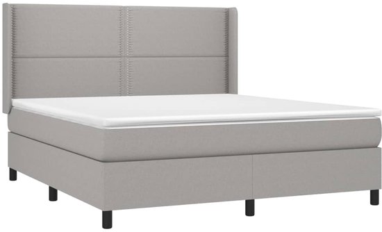 vidaXL Boxspring avec matelas Tissu Gris clair 180x200 cm - Boxspring - Sommiers - Lit - Meubles de couchage