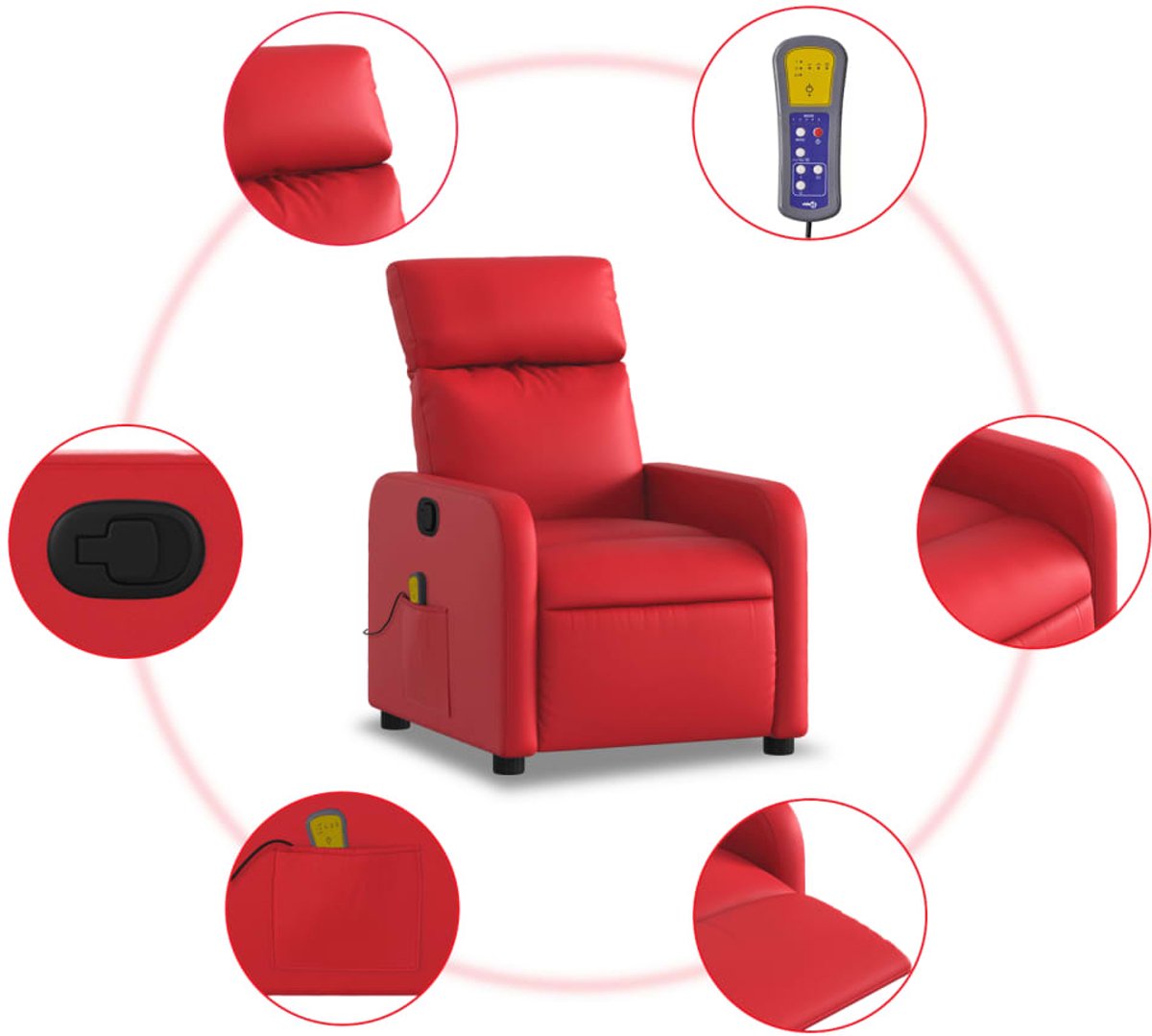 Afbeelding 3 van vidaXL Massagestoel Verstelbaar Kunstleer Rood Ergonomisch