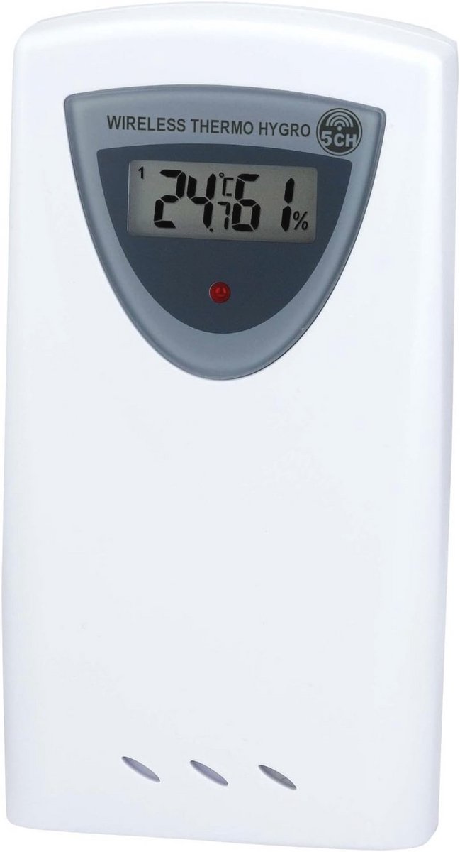 Draadloos Weerstation met Thermo/Hygro-sensor en Digitaal Display - 5 Kanalen en 50 Meter Bereik