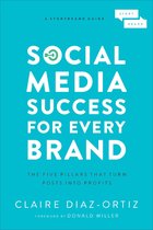 Boek 'Social Media Success for Every Brand' met de tekst 'THE FIVE PILLARS THAT TURN POSTS INTO PROFITS' en 'CLAIRE DIAZ-ORTIZ'.