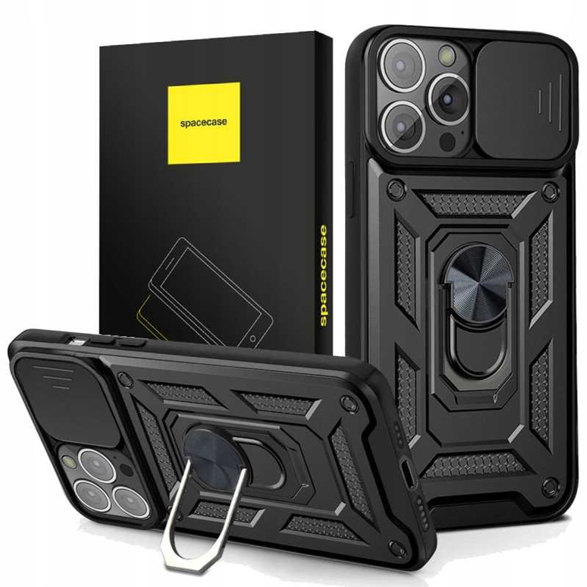 Spacecase Case Cover Voor Iphone 13 Pro Sc Camring Zwart