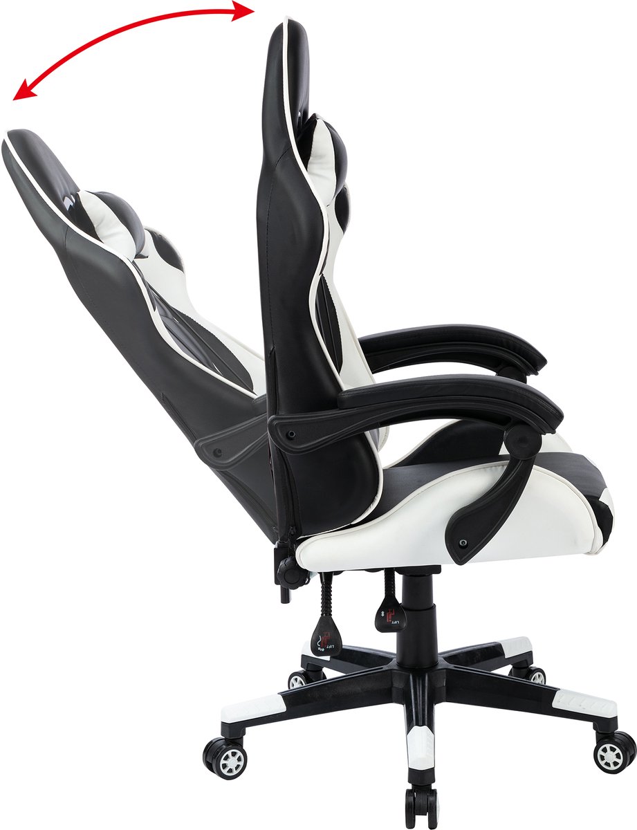 Afbeelding 3 van Alora Gaming stoel X-TREME - Wit - Met Nekkussen & Verstelbaar Rugkussen - Kunstleer - Gamestoel - Game Stoel - Gaming chair - Bureaustoel - Office Chair