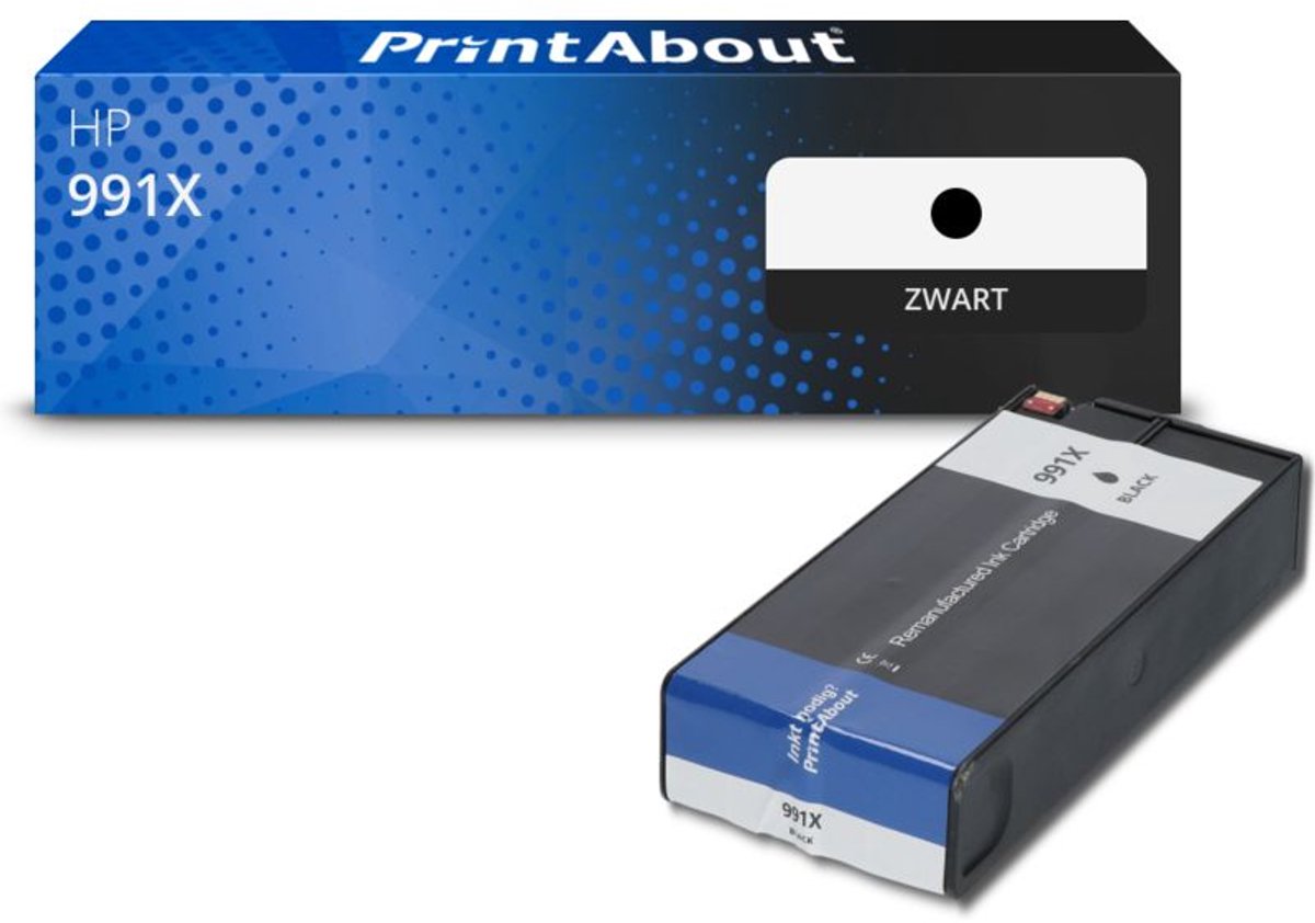 PrintAbout huismerk Inktcartridge 991X (M0K02AE) Zwart Hoge capaciteit geschikt voor HP