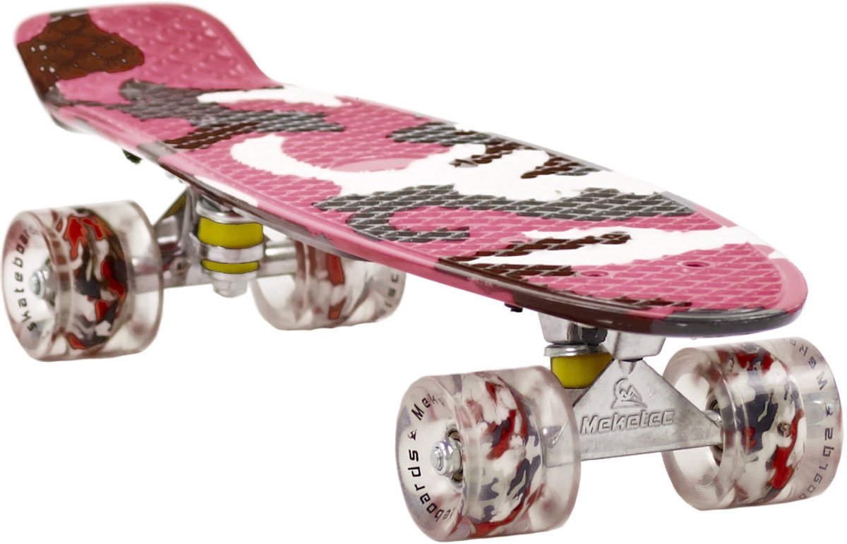 Sajan - Skateboard - LED - Penny board - Camouflage Roze - 22.5 inch - 56cm - Skateboard met Verlichting — afbeelding 9