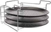 Pizza bakset - 4 delig - 30 x 30 x 25 cm - RVS - non stick pizzaplaten - pizza bakken set