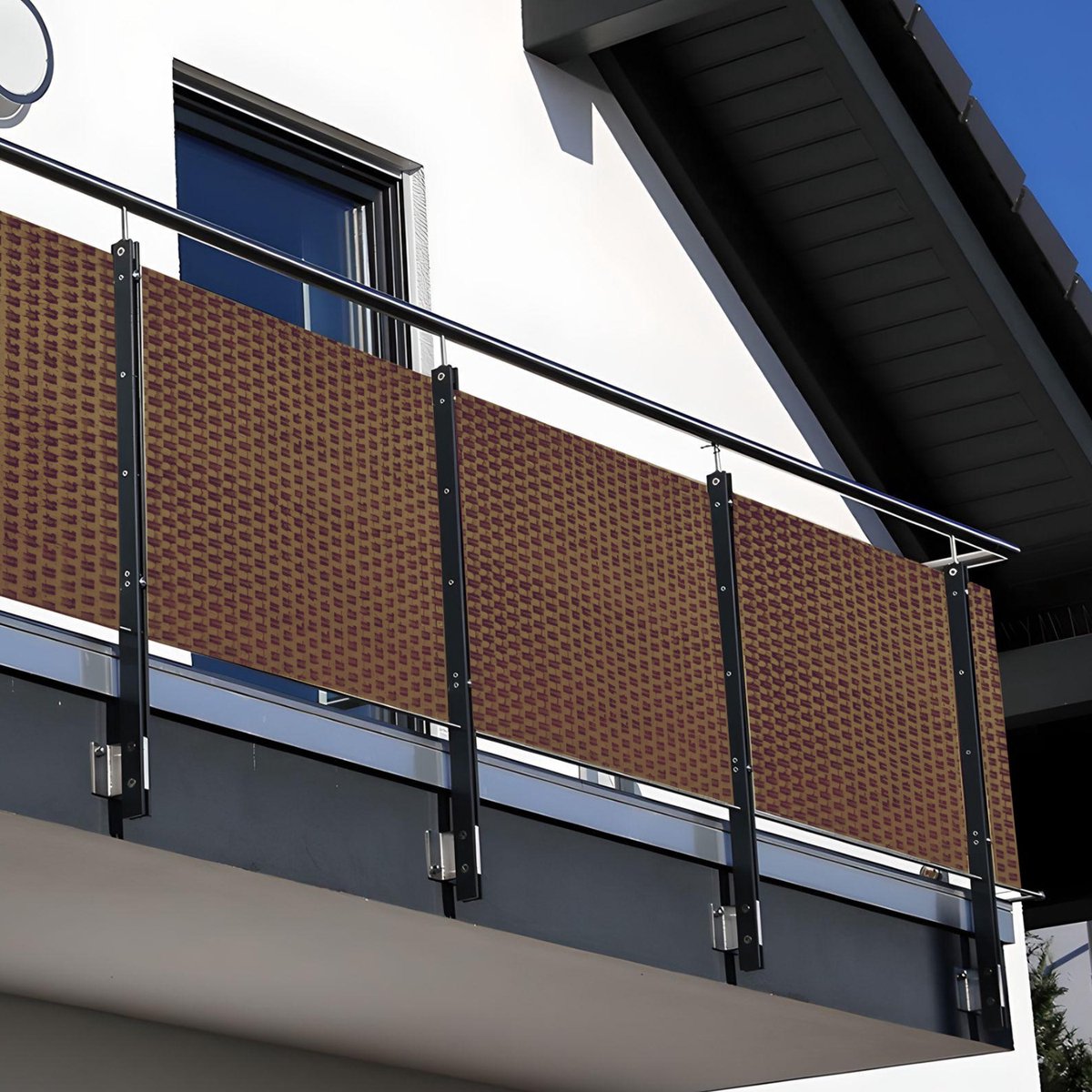 NYVI Polyrattan Balkon Privacy Scherm Privafence 100x300 cm Honing - Balkonbekleding met metalen ogen - UV-bestendig, Weerbestendig, 100% Ondoorzichtig - Balkonomheining 1x3 m