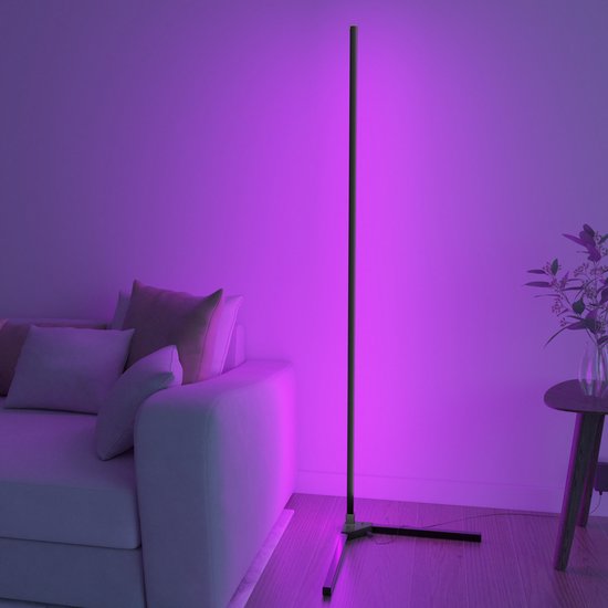 Calex Lampadaire LED intelligente - Lampe d'angle debout WiFi - éclairage d'ambiance dimmable RVB et lumière blanche - app et télécommande