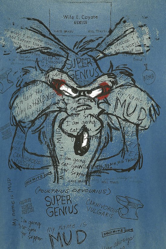 T-shirt Looney Tunes Wile E. Coyote - Pensées intérieures turquoise 4XL Homme