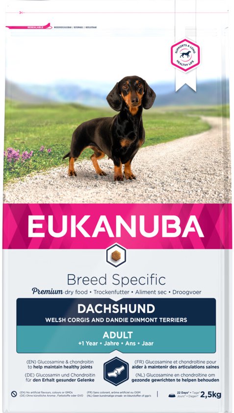 Eukanuba Adult Dachshund - Teckel Hondenvoer - 3 x 2,5 kg - Voordeelverpakking