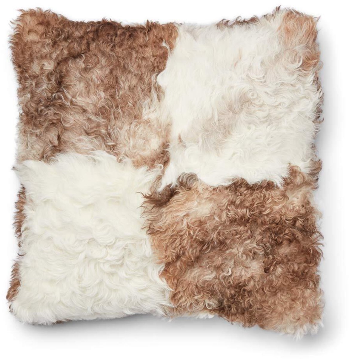 Sheepskin House Toscana Lam Kussen - Dubbelzijdig - 60x60 cm Brown/Beige Mix