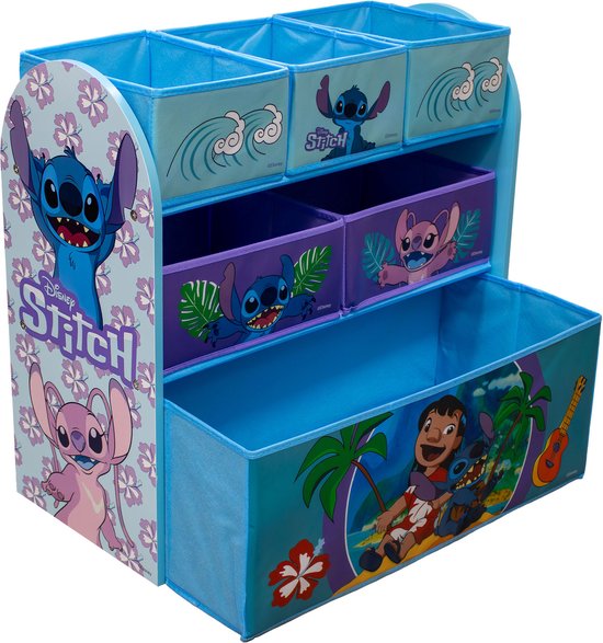 Lilo & Stitch Opbergkast - Speelgoed Opbergbank - Kinderkast met Opbergbakken - Opbergsysteem voor Kinderen - 62,5 x 29,5 x 60 cm