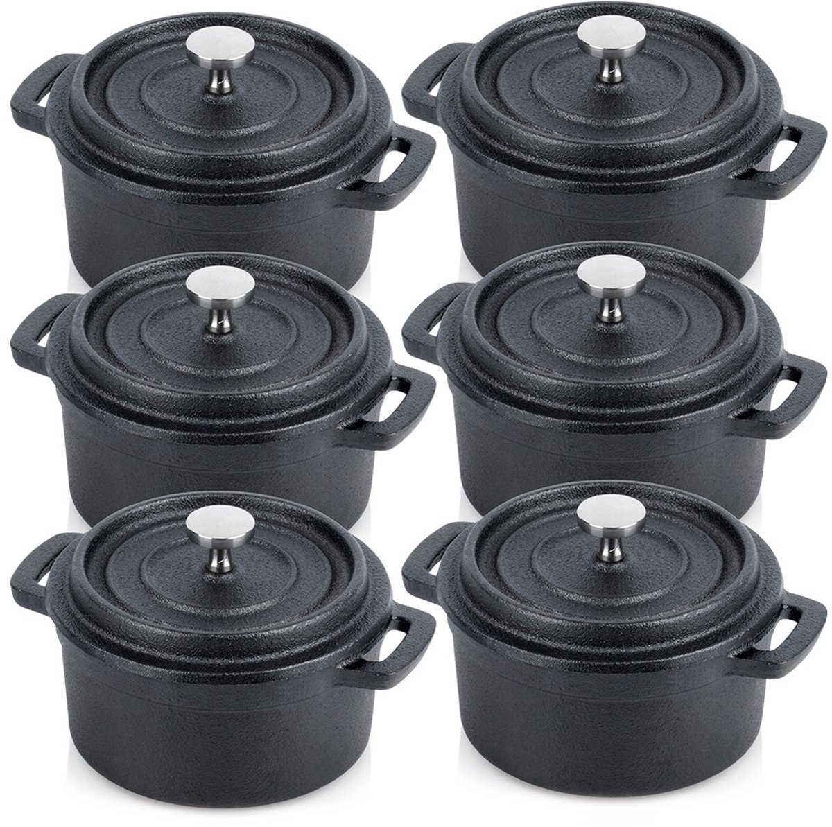 Braadpan met Deksel Gietijzeren CAST LINE 10 cm, 250 ml, 6 stuks - Sudderpan