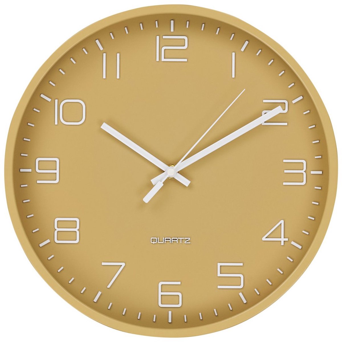 Wandklok - oker stil uurwerk - stille klok - Ø30cm - glas en plastic - 30 cm x 30 cm x 4 cm