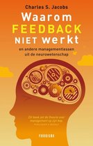 Boekcover van "Waarom Feedback Niet Werkt" met een oranje achtergrond en een gestileerde weergave van een brein.