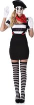 Karnival Costumes Retro Mime Kostuum 5-Delig voor Vrouwen Carnavalskleding Dames Carnaval - Polyester - Maat XS - 6-Delig T-Shirt/Rok/Baret/Nek Accessoire/Handschoenen/Kousen