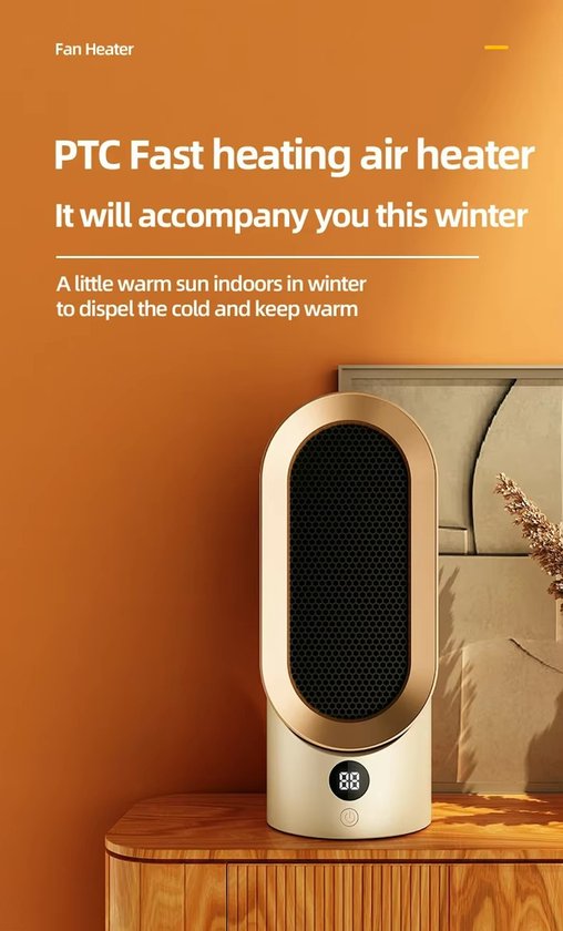 Elektrische kachel - Elektrische verwarming voor binnen - Ventilatorkachel - Heater - Stopcontact - 2 standen