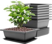 Bonsai-oefenpotten, 6-delige bonsaischaal met dienbladen, kunststof bonsaiplanten kweekpot voor tuin, tuin, kantoor, woonkamer, balkon en meer, 16 x 12 x 6 cm