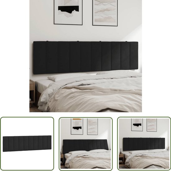 Zwart hoofdbordkussen 180 cm kunstleer