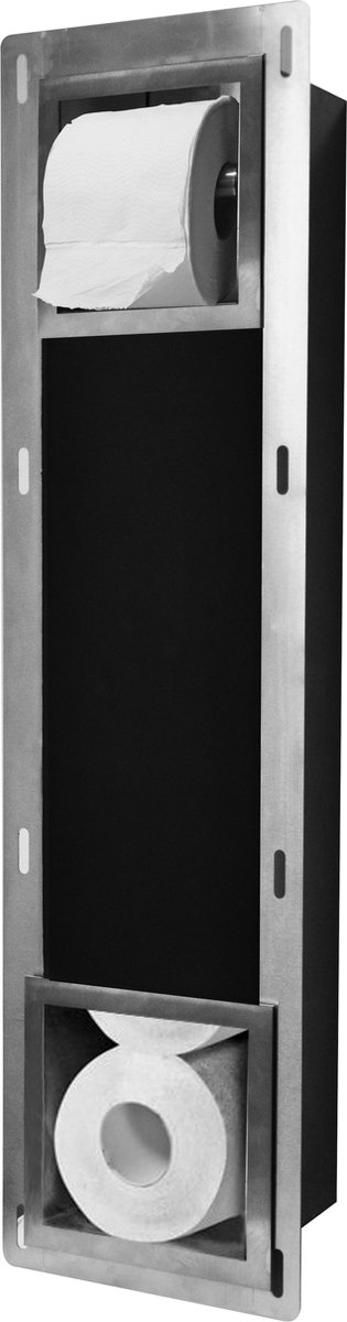 Inbouw toiletrol- & reservehouder RVS
