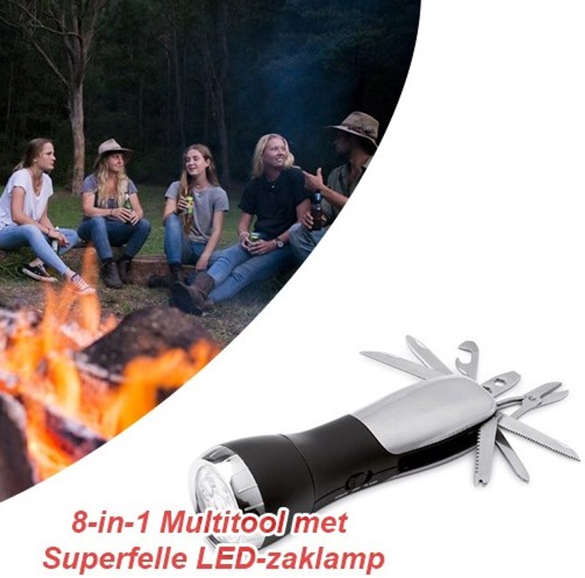 8-in-1 Multitool met Superfelle LED-zaklamp
