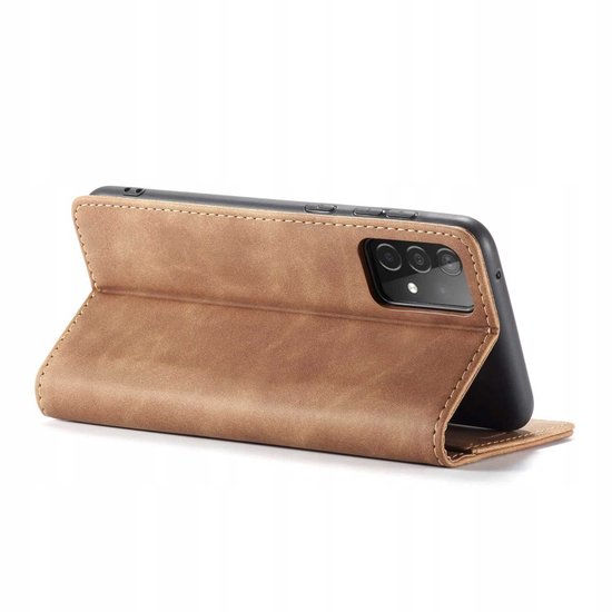 Étui portefeuille Spacecase pour Samsung Galaxy A52 5G, marron clair