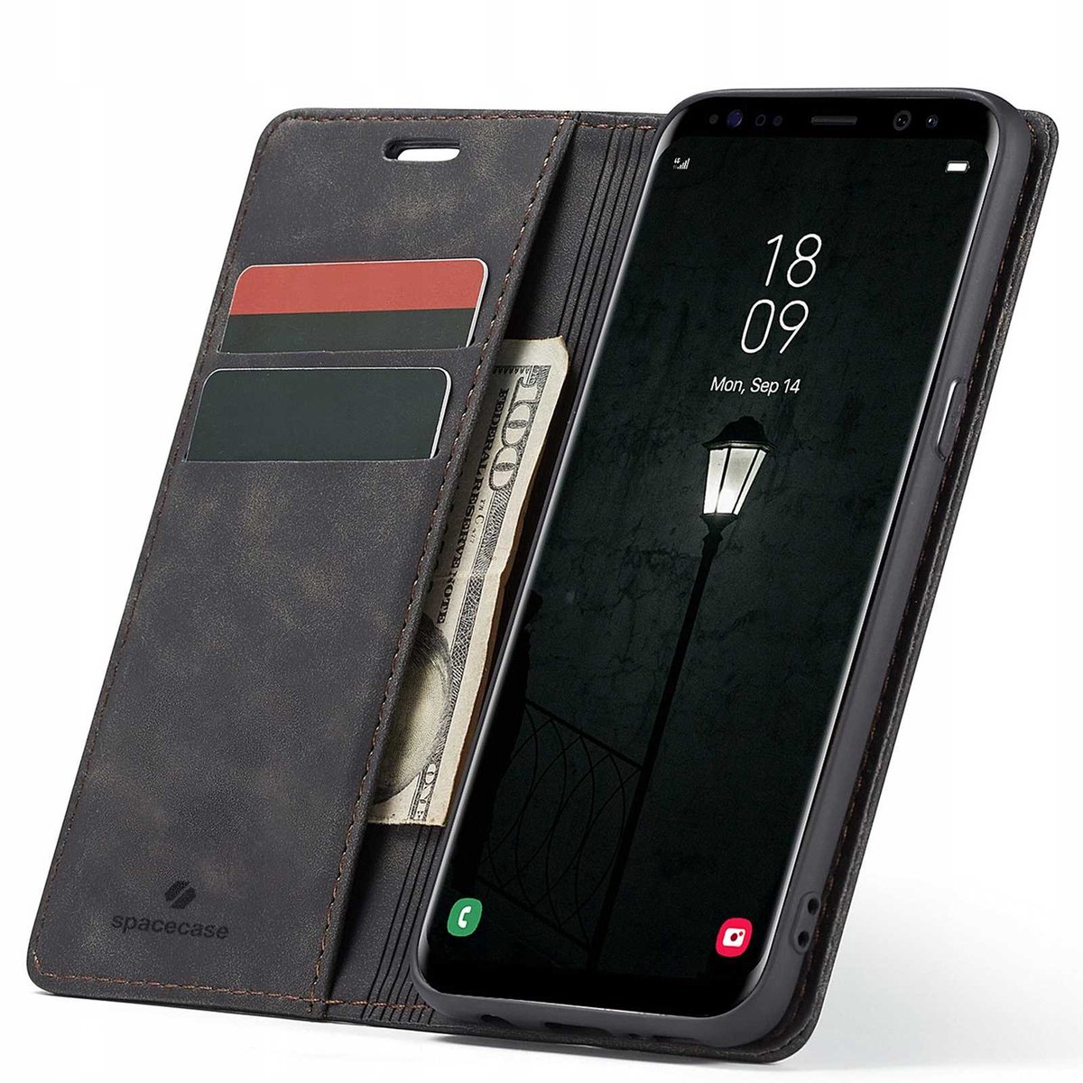 Spacecase Case Wallet Cover Voor Samsung Galaxy S8 Zwart