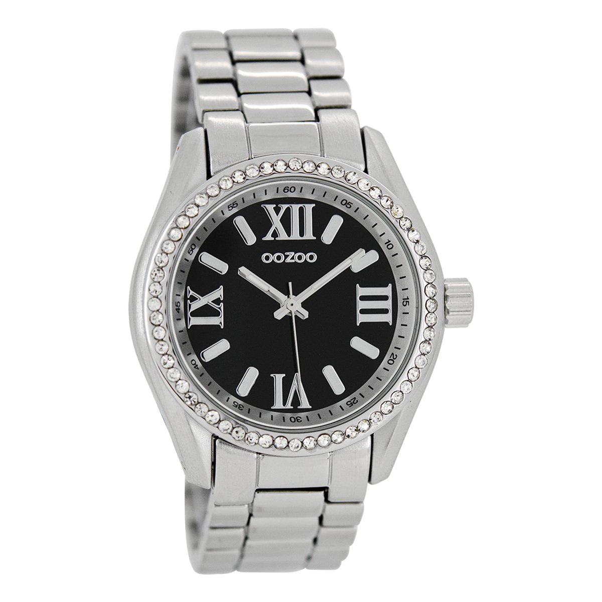 OOZOO Timepieces - Zilverkleurige horloge met zilverkleurige roestvrijstalen armband - C5726