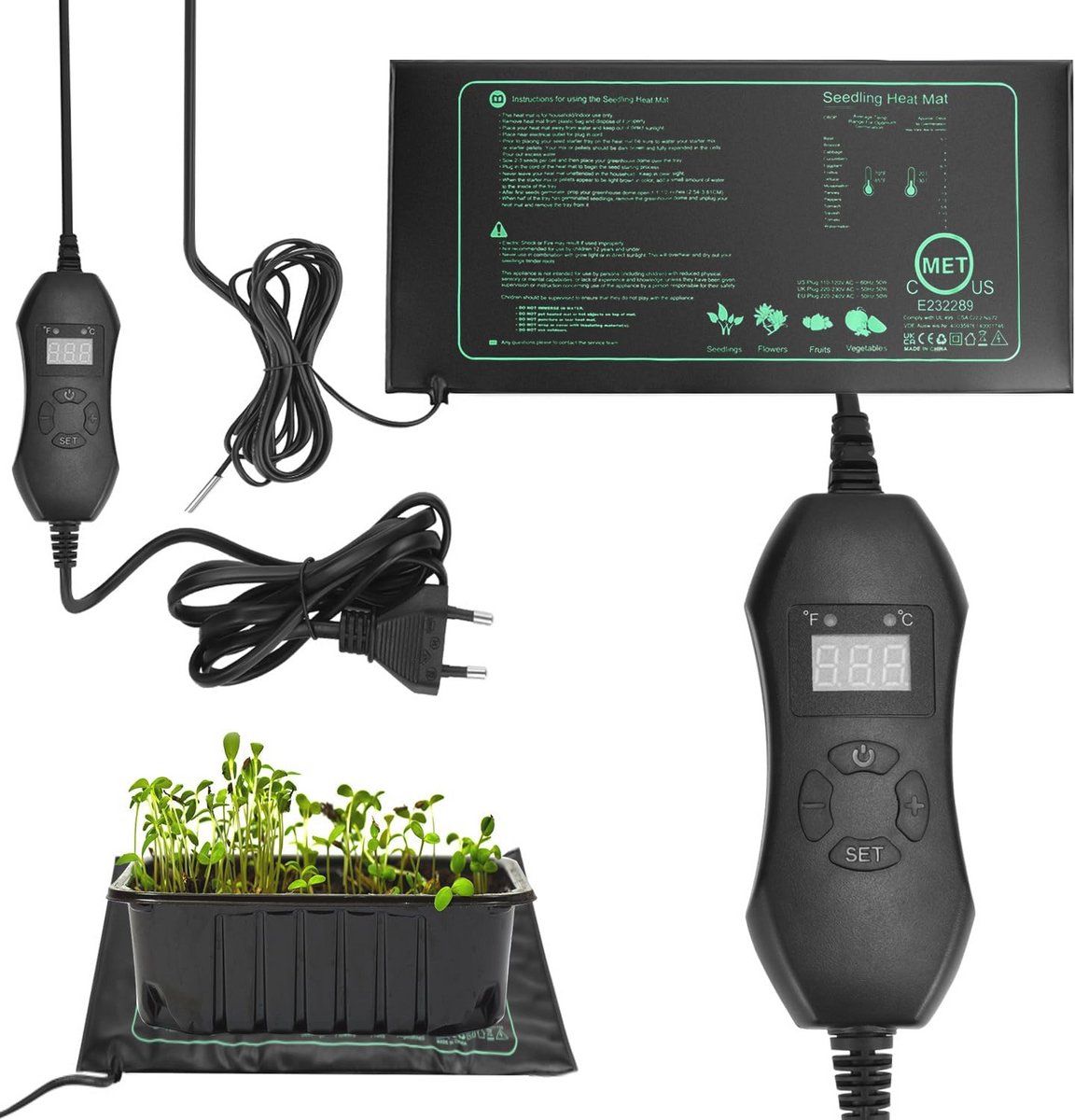 Verwarmingsmat met Thermostaat voor Planten, Terrarium, Aquarium en Reptiel - 50W met Temp