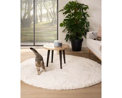 Rond hoogpolig vloerkleed - Comfy Plus wit 230