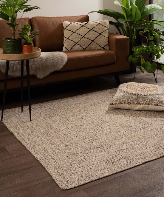 Tapis carré en coton - Joy beige/blanc 200x200 cm