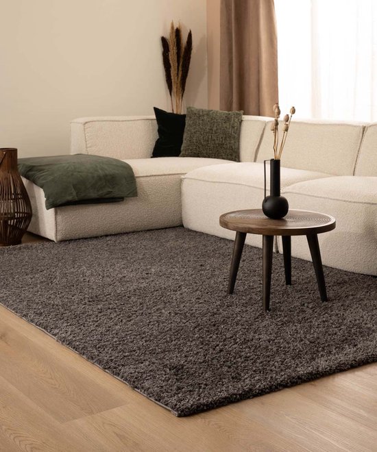 Hoogpolig vloerkleed shaggy Trend effen - grijs 200x300 cm