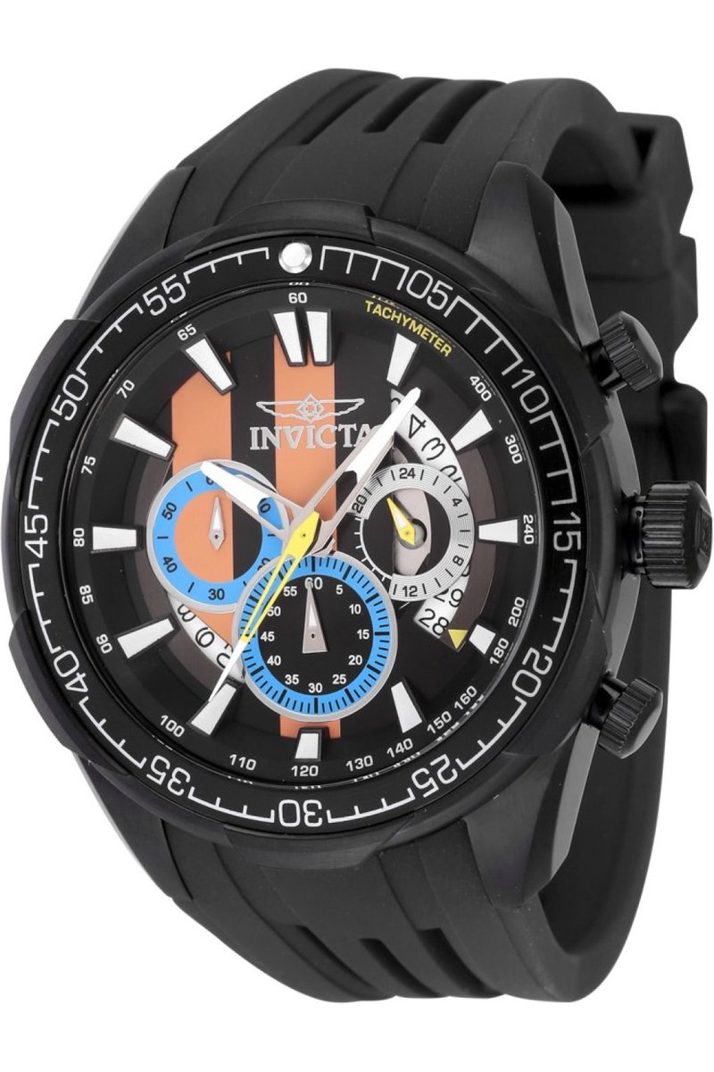 Invicta Racing 48451 Heren Horloge - Waterdicht - Analoog - Quartz Uurwerk - Roestvrij Staal met zwarte Wijzerplaat - 48mm