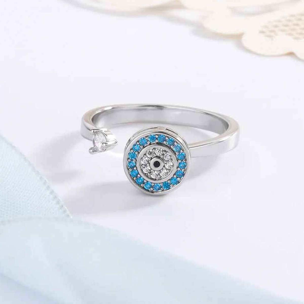 Fidget ring evil eye - Boze oog - Ascella - Sterling 925 zilver - Anti-stress - Anti-angst