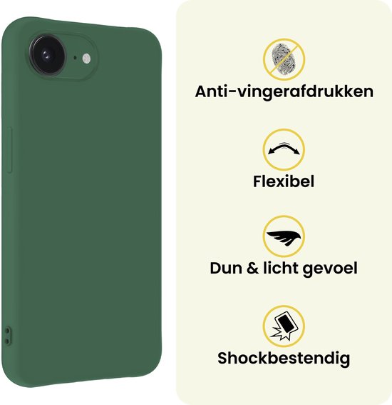 Coque en Siliconen pour iPhone 16 avec 2 films de protection d'écran - Coque en Siliconen pour iPhone 16 - Vert foncé