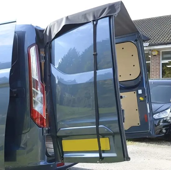 Zwarte Achter Schuur Deur Luifel Cover Fit voor VW T5/T6, 600D Oxford Waterdichte Scheur Bestand UV Bescherming Sheleter Cover met Opbergtas