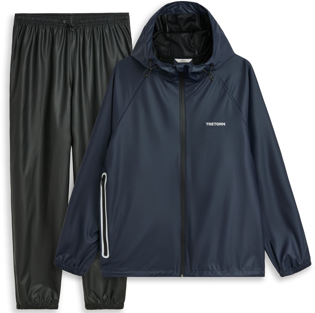 Donkerblauw met zwarte broek ademende regenpak Packable Rainbreaker van Tretorn M