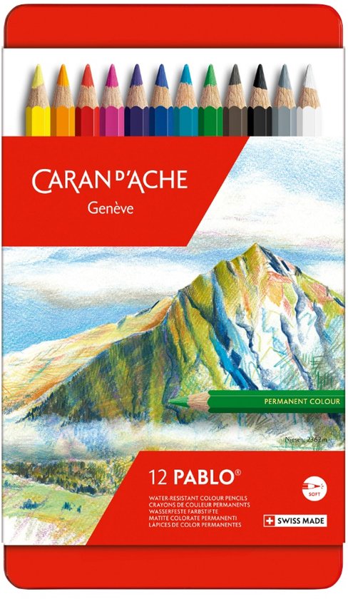 Kleurpotloden Caran d’Ache Pablo assorti blik à 12stuks