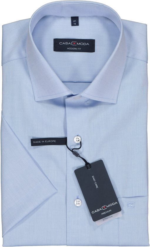 Casa Moda Chemise Uni Bleu Clair Manches Courtes Kent Modern Fit - 44