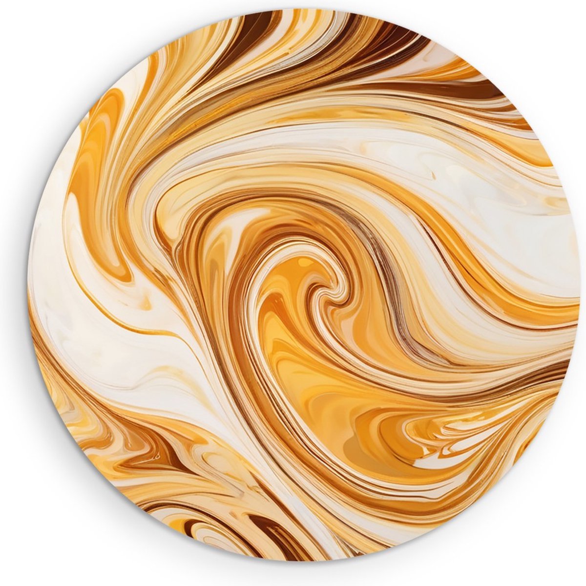 Saammp Forex Muurcirkel - Goud-wit - Gekleurd - Abstract - Ø 60 - Wandcirkel - Wanddecoratie Cirkel - Muurdecoratie Woonkamer - Slaapkamer decoratie - Rond Schilderij