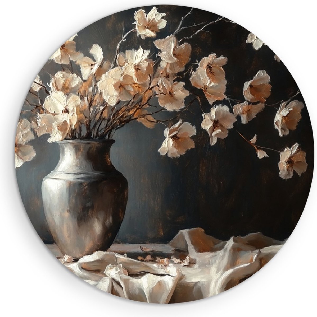 Saammp Forex Muurcirkel - Roze Gekleurde Bloemen - stilleven - Abstract - Ø 40 - Wandcirkel - Wanddecoratie Cirkel - Modern Interieur - Woonkamer Decoratie
