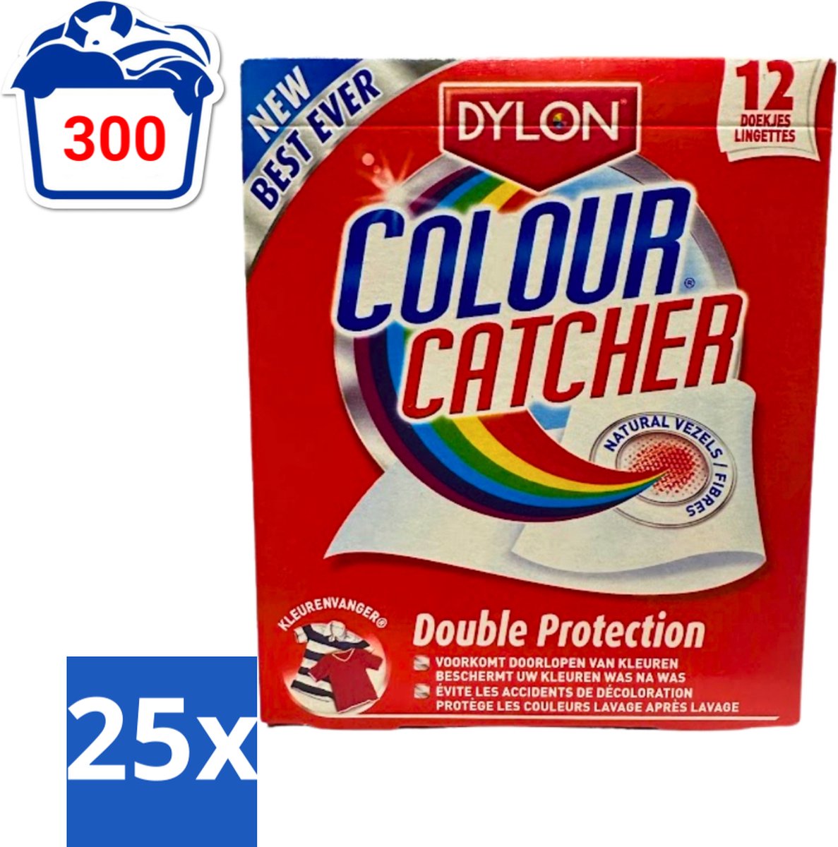 25 x Dylon - Colour Catcher - Voorkomt doorloop van Kleuren - 12 Doekjes - Voordeelverpakking - 25 stuks