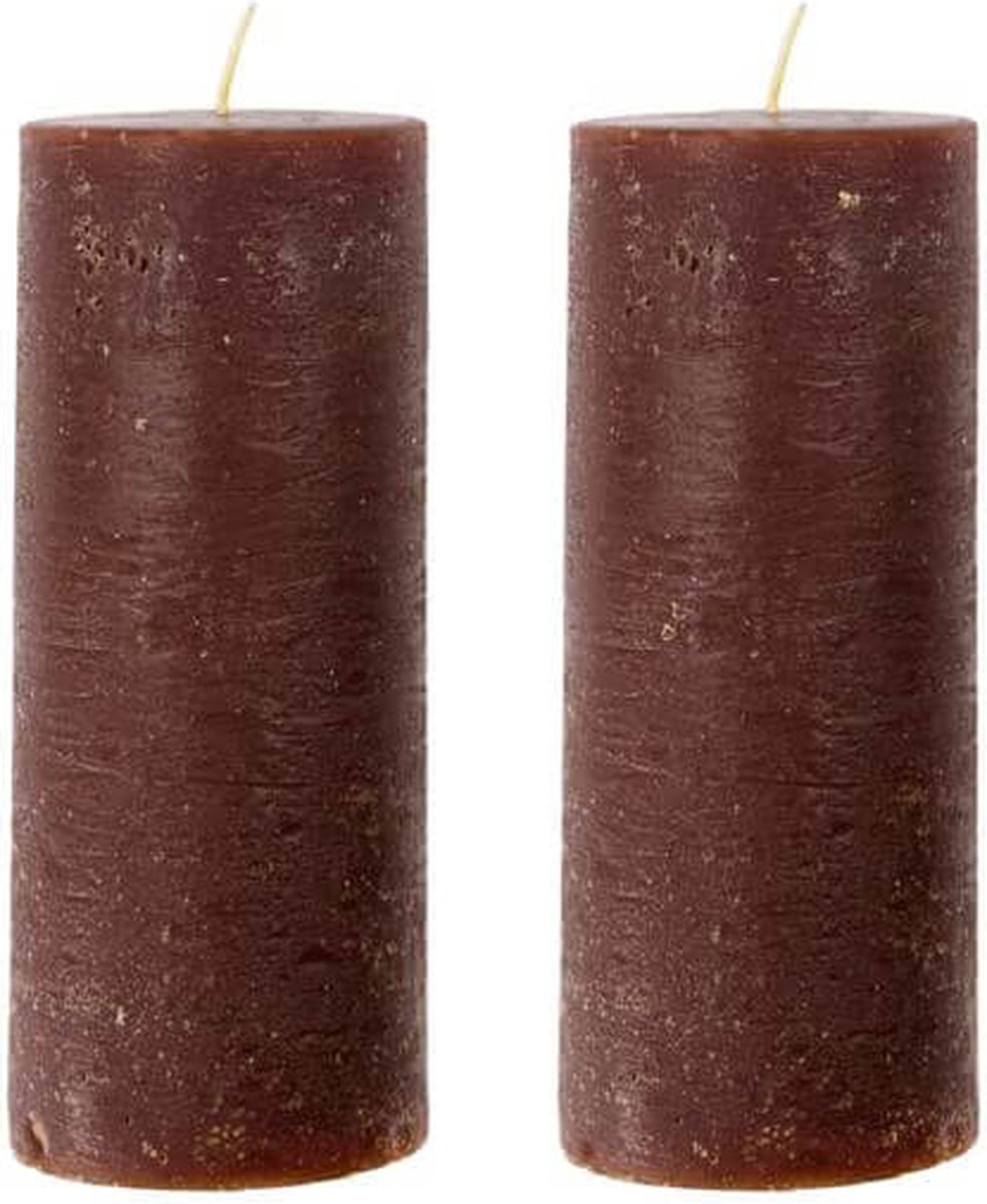 Kaars Rustic cognac 15cm - 2 stuks